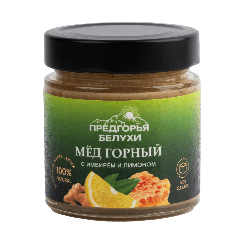 Мёд горный натуральный разнотравье с имбирём и лимоном, 240 г 